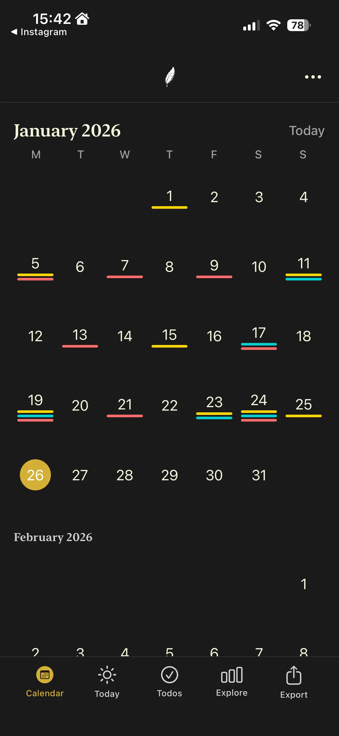 Plume on iPhone - Calendar