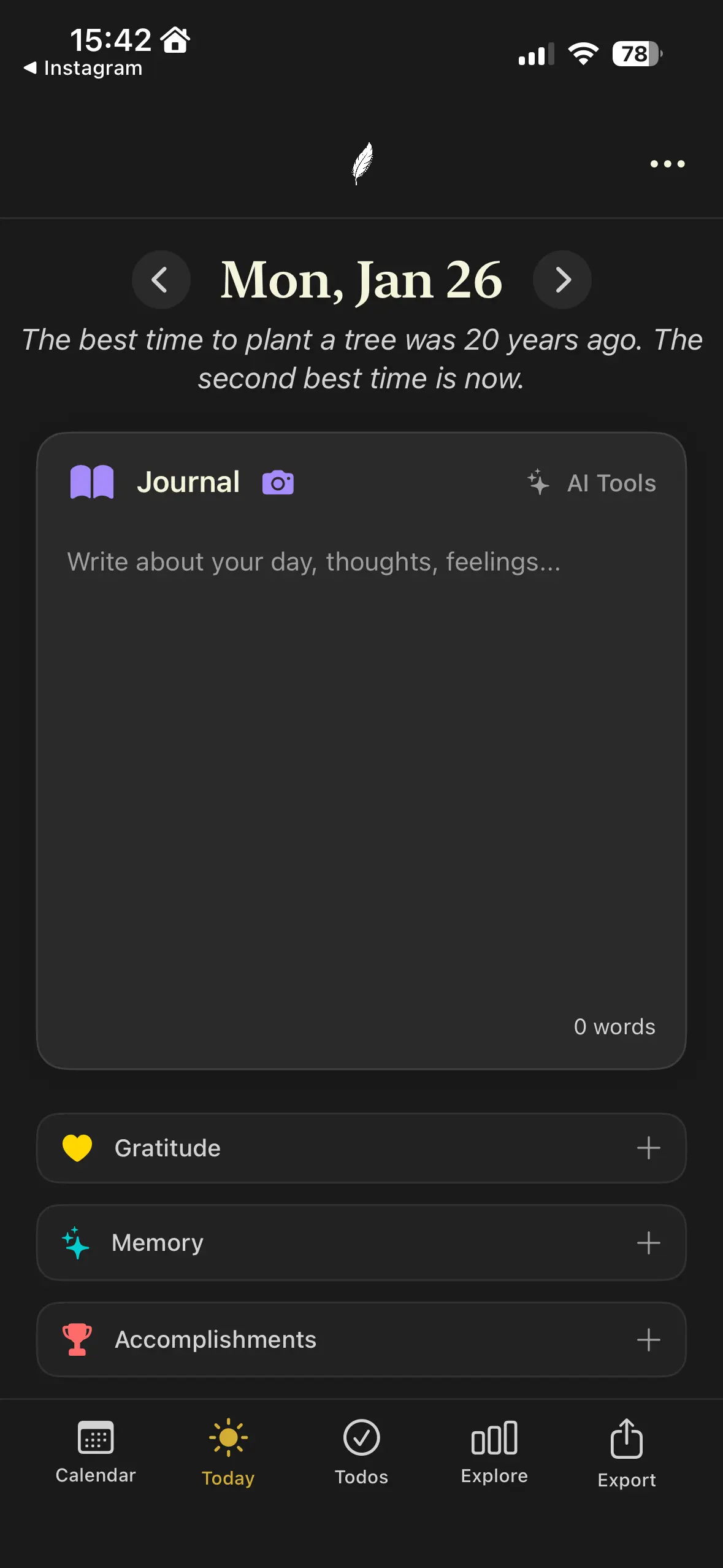 Plume on iPhone - Today view