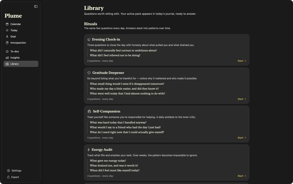 The Library of rituals and guided journeys